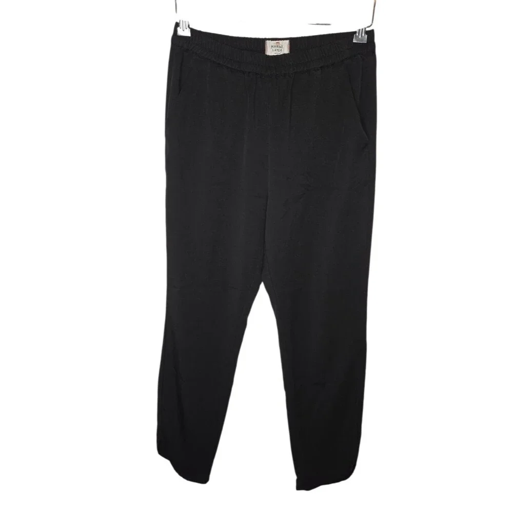 Marine Layer Re-Spun Allison Cropped Ankle Pants, Black, Size Medium